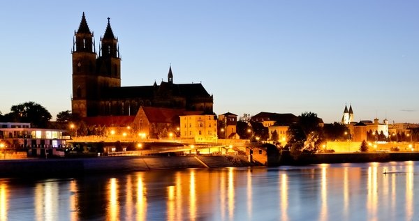 Magdeburg Cathedral at dusk. copyright: City of Magdeburg, Andreas Lander