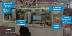 Figure 1. Continuous Tubular Bioreactor (CTB) for flexible and fast virus production. The system shown can produce up to 30 L per month.