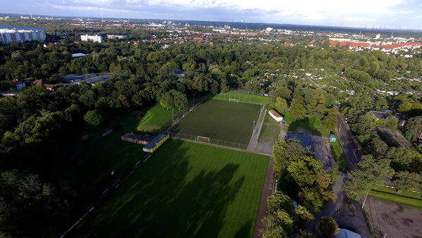 Aerial view of the playing fields of the TuS 1860 Magdeburg-Neustadt sportsclub. copyright: TuS
