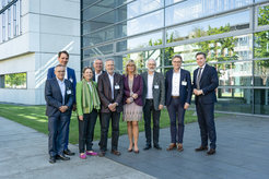 Meeting of the Board of Trustees of the Max Planck Institute for Dynamics of Complex Technical Systems Magdeburg in April 2024:from left to right: Dr. Andreas Neubert, Hon.-Prof. Dr. Mirko Peglow, Dr. Eva E. Wille, Dr. Wilhelm Otten, Prof. Kurt Wagemann, Simone Borris, Prof. Andreas Schuppert, Prof. Jens Strackeljan, Thomas Wünsch (Staatsekretär, representative of Minister Prof. Armin Willingmann)