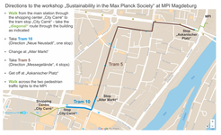 Directions from Magdeburg main station to the Max Planck Institute.