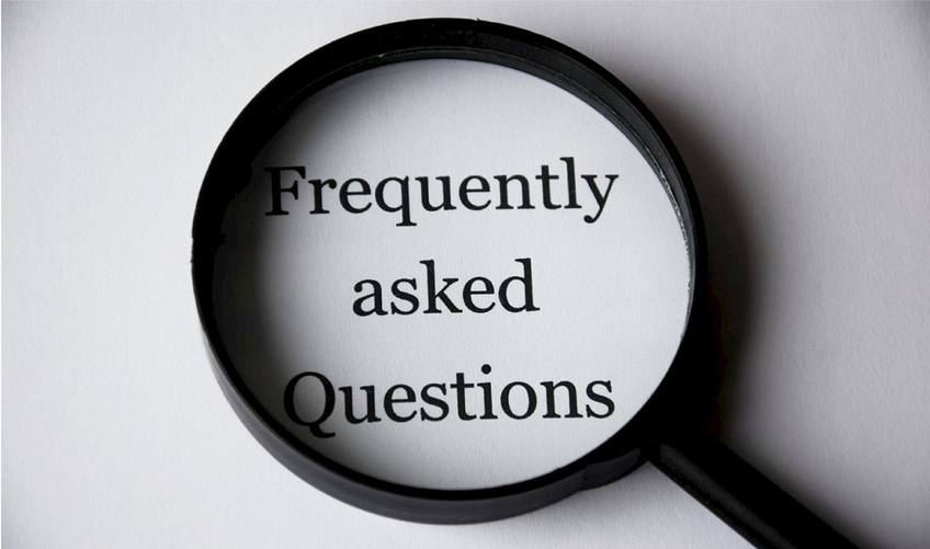 How to.... White Background on which is written in black letters Frequently asked Questions. The letters are scaled by a magnifying glass.