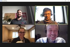 Caleb M. Woodall, Dr. Andreas Voigt, Prof. Jennifer Wilcox and Prof. Kai Sundmacher during a video call in November 2020