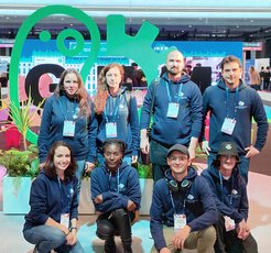 Students from all over the world came together to compete in the field of synthetic biology at the iGEM Grand Jamboree from 26 to 28 October 2022 on Paris Expo, Porte de Versailles. Pictured here is Teimurazi Gochitashvili (front row, second from right) with his students team.