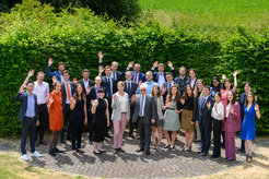 The outgoing President of the Max Planck Society, Prof. Martin Stratmann, on June 21, 2023 in Göttingen with the winners of the Otto Hahn Medal and the Otto Hahn Award 2023.