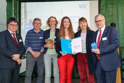 Karina Oliynyk with her academic supervisors Prof. Dr.-Ing. Andreas Seidel-Morgenstern, apl. Professor Heike Lorenz and M.Sc. Steffi Wünsche.
