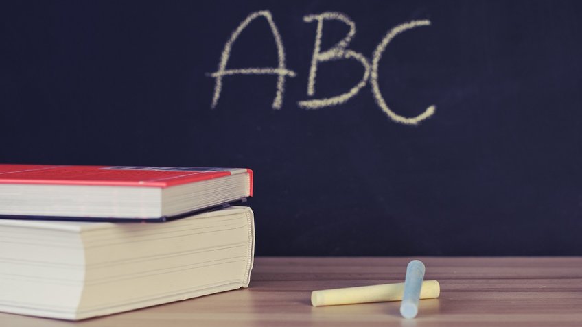 Learning German Board with ABC and chalk