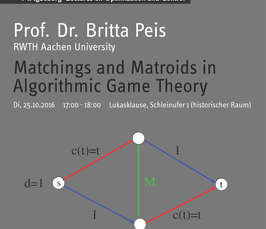 Magdeburg Lectures on Optimization and Control: Matchings and Matroids in Algorithmic Game Theory Magdeburg Lectures on Optimization and Control: Matchings and Matroids in Algorithmic Game Theory